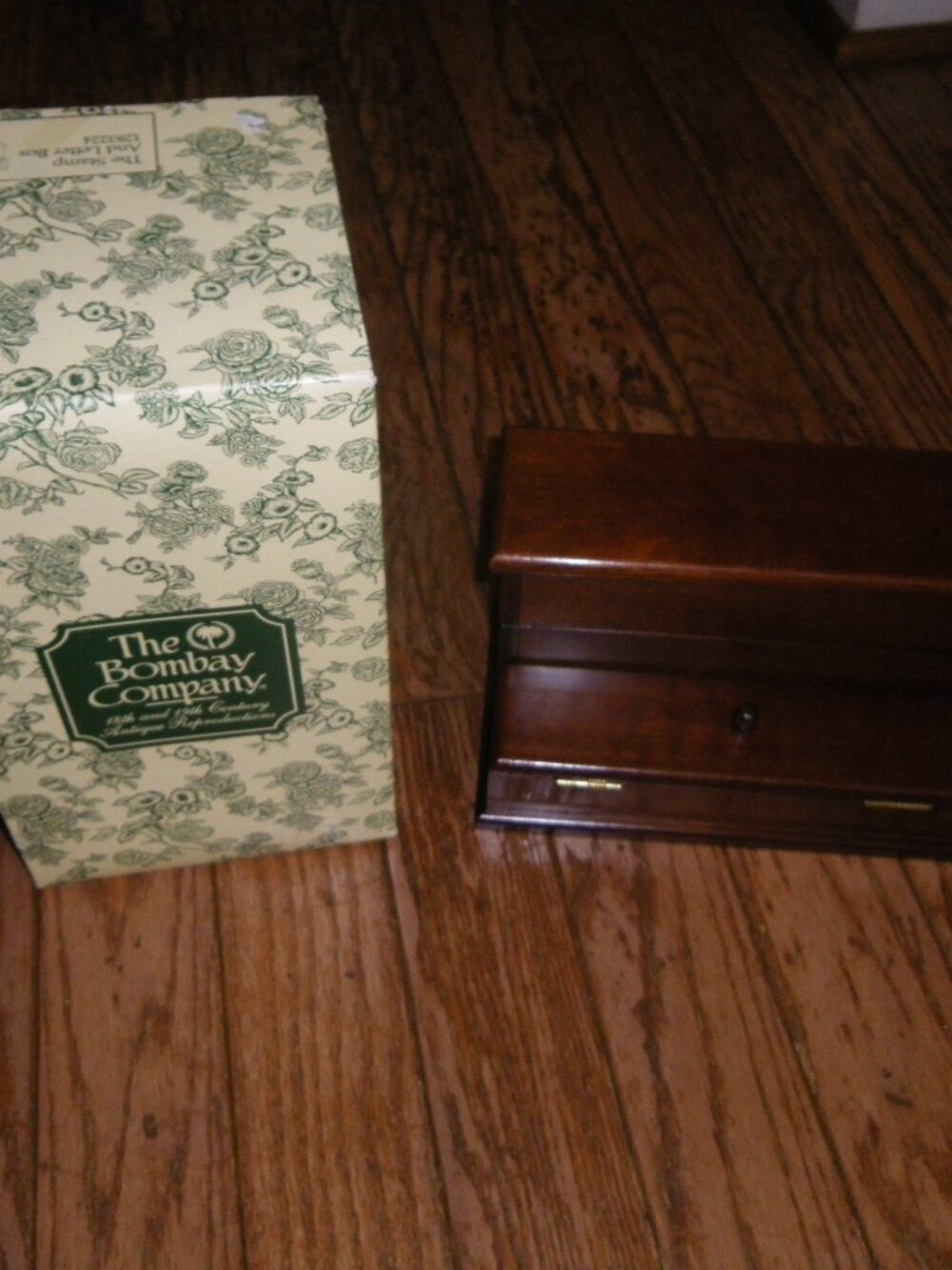 Vintage The Bombay Company Mahogany Wood The Stamp & Letter Box Desk Organizer